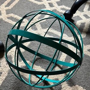 Modern Teal Metal Orb Sculpture